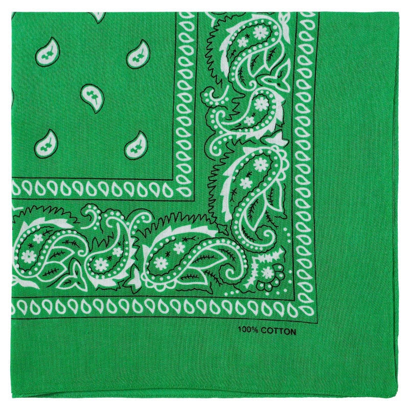 combocube 12 Pack(one Dozen) Multi-Purpose Cotton Paisley Cowboy Bandanas Headband for Men and Women (Green) - Image 1